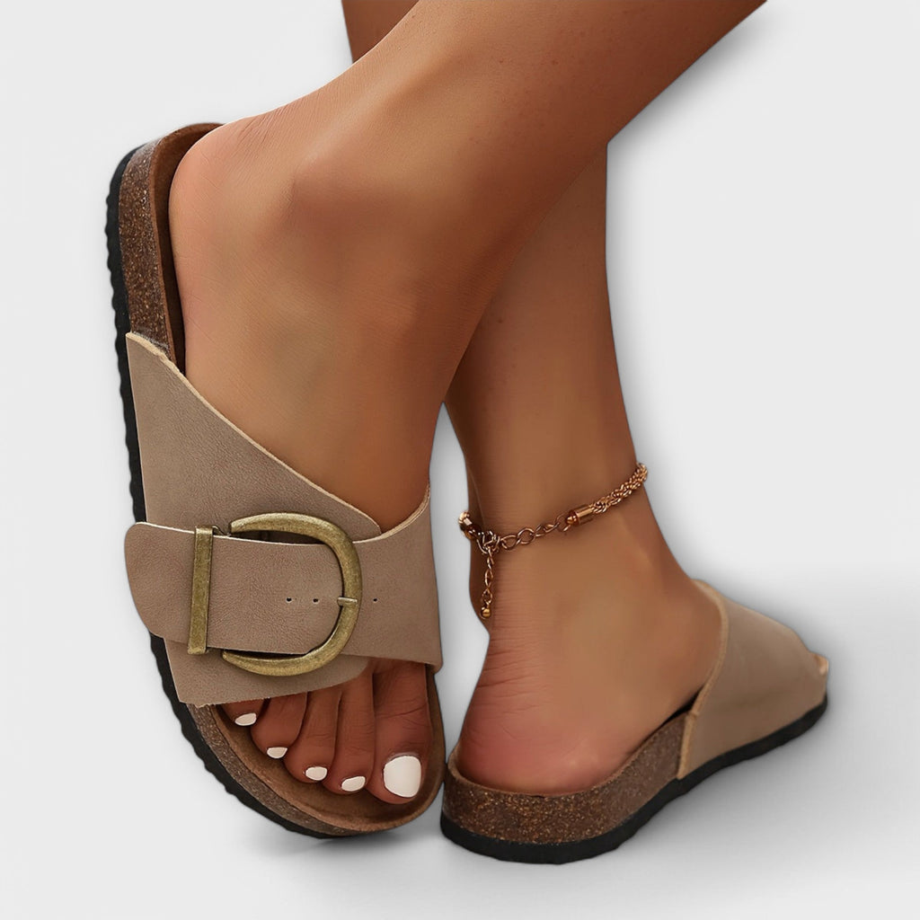 Margarida - Women's Cork Sandals with Buckle Design
