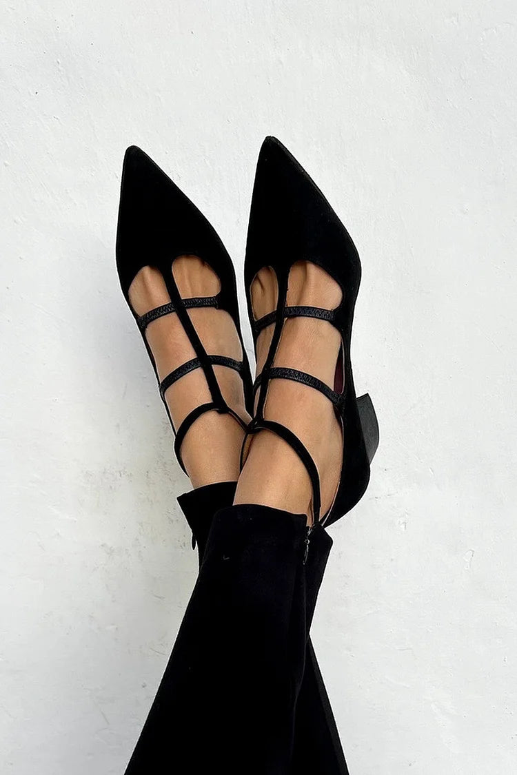 Amelia - Pointed Heels with Crossed Straps