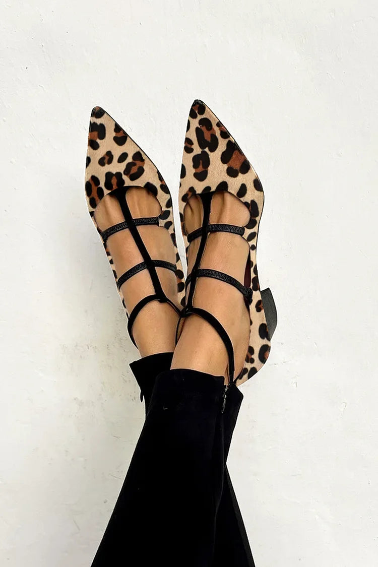 Ava - Animal Print Flats with Delicate Straps