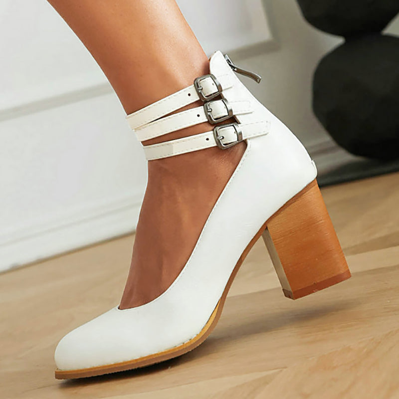 Ashleigh - Smooth Ankle Strap Platform Sandals