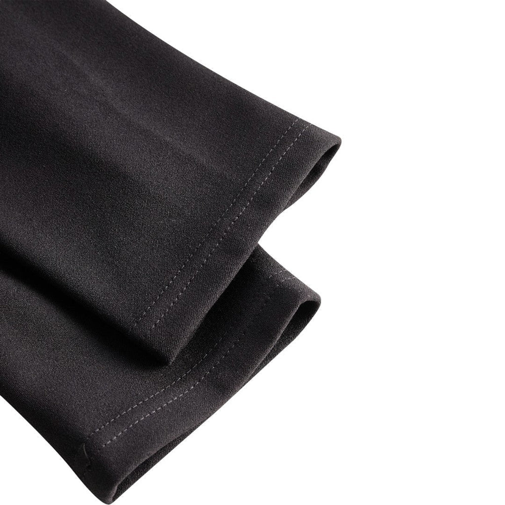 Marina | Refined black dress with belt and mandarin collar