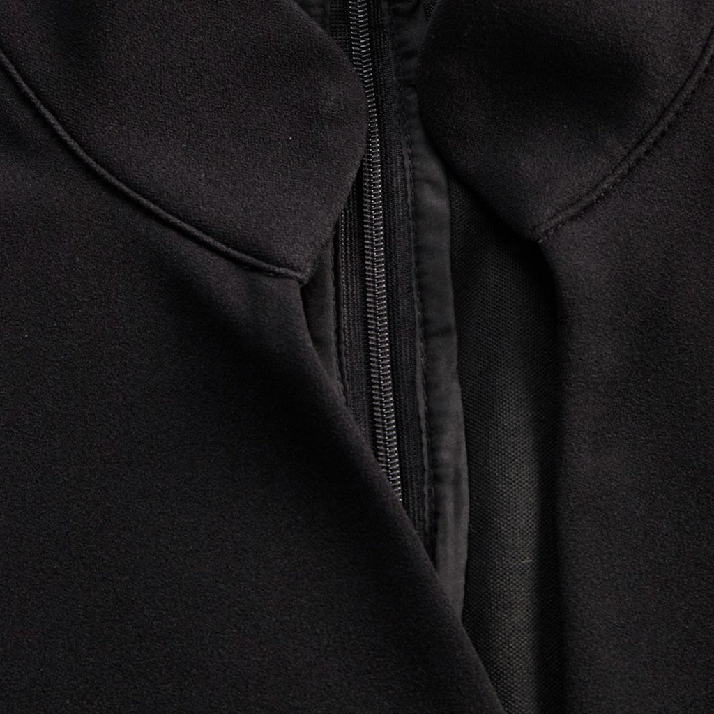 Marina | Refined black dress with belt and mandarin collar