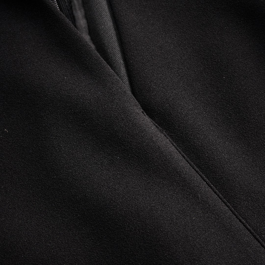 Marina | Refined black dress with belt and mandarin collar