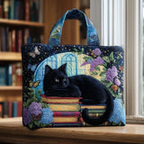Kaye - Tote Bag with Cat and Books Design