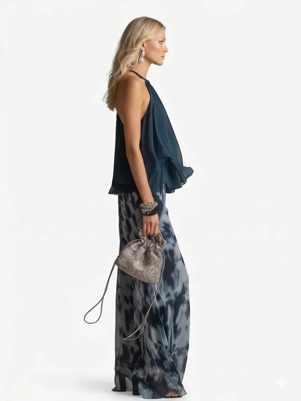 Elegant two-piece chiffon suit