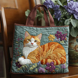 Orange - Padded bag with orange cat pattern