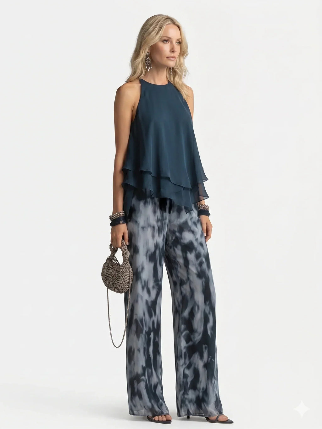 Elegant two-piece chiffon suit