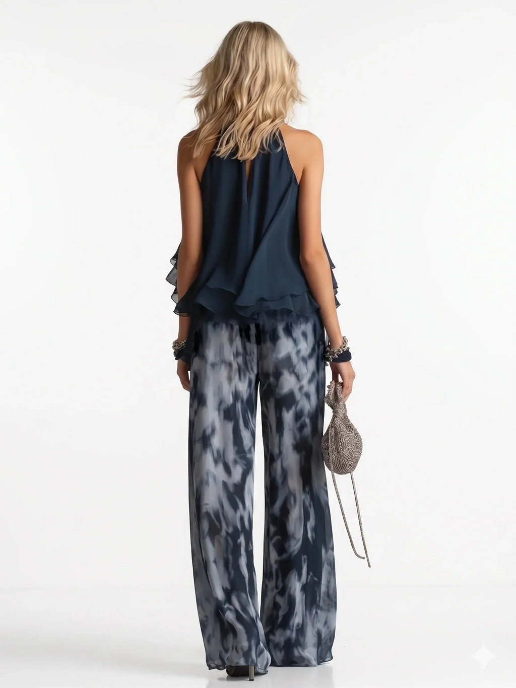 Elegant two-piece chiffon suit