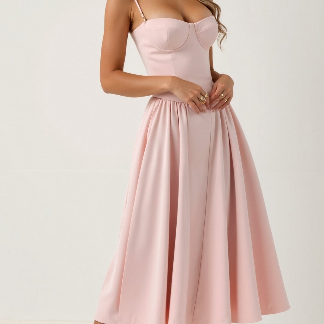 Kelsey - Structured Corset Midi Dress