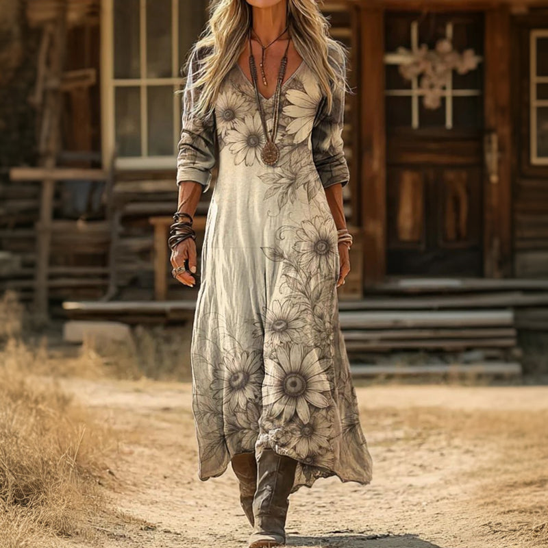 Maddison - Vintage-Inspired Long Sleeve Casual Dress