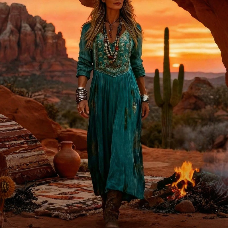 Ava - Vintage-Inspired Long Sleeve Casual Dress