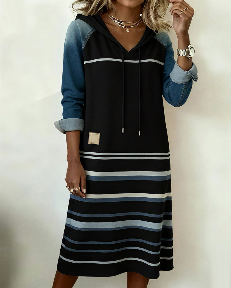 Camila | Striped Hooded Dress with Colour Mix