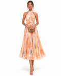 Aurora - Halter Neck Dress with Watercolor Print