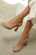 Summer - Patchwork Round-Toe Narrow-Heel Sandals