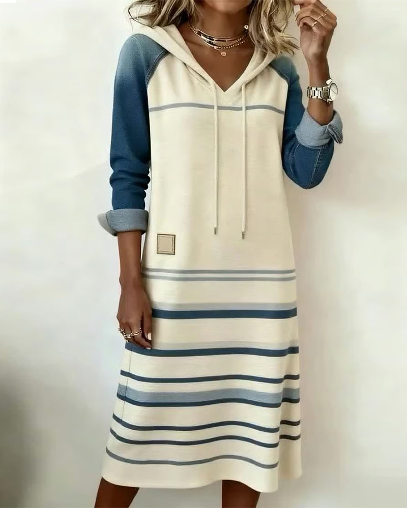 Camila | Striped Hooded Dress with Colour Mix