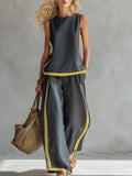 Ursula - Elegant and Casual Gilet and Trousers Set with Bicolour Finishes