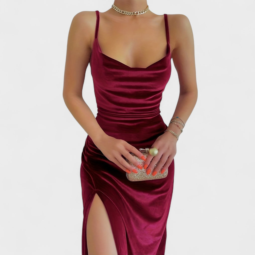Natalie - Velvet Split Evening Dress