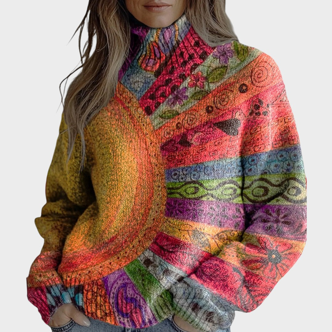 Fleur - Artistic Knit Turtleneck Sweater