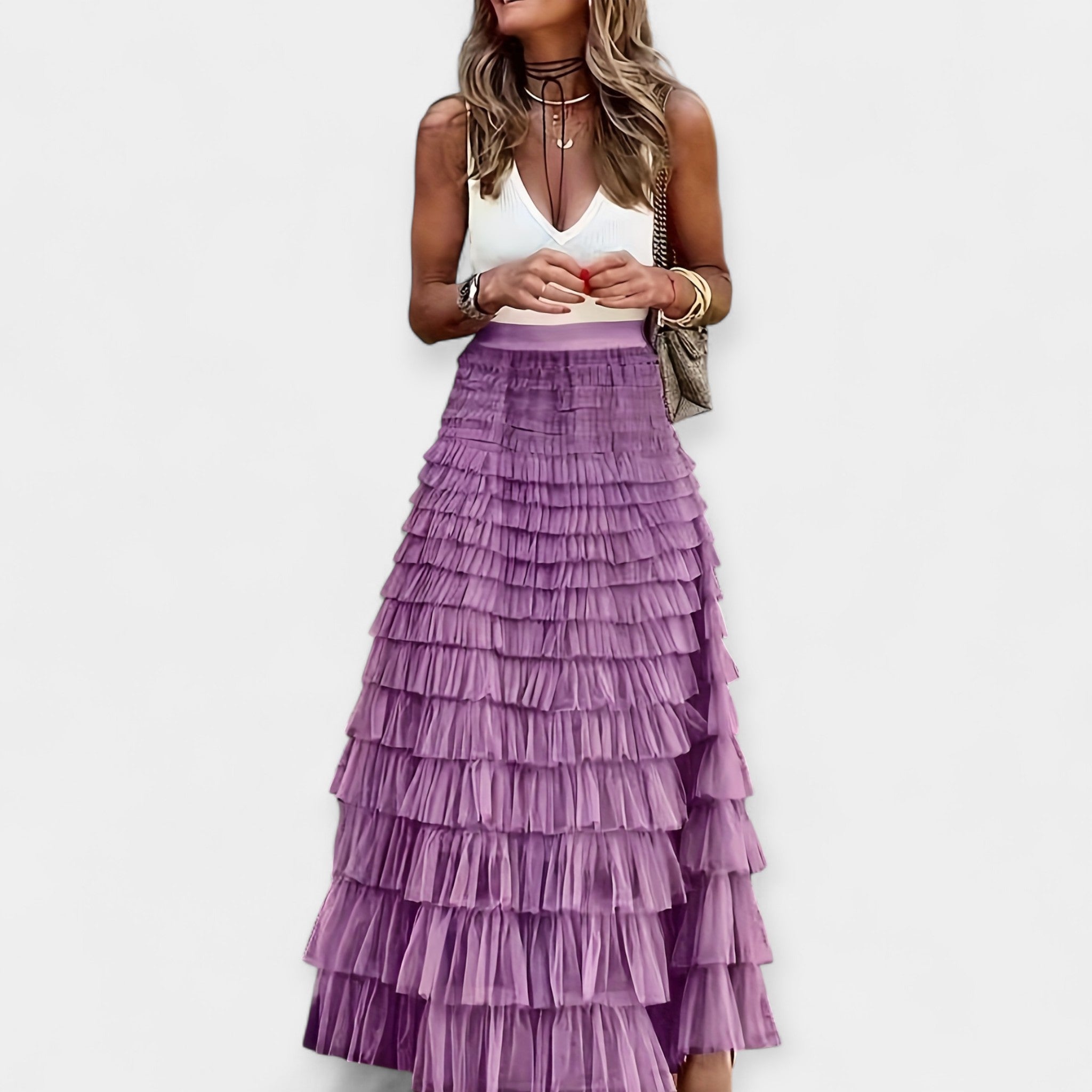 Boho Skirt with Satin Hem