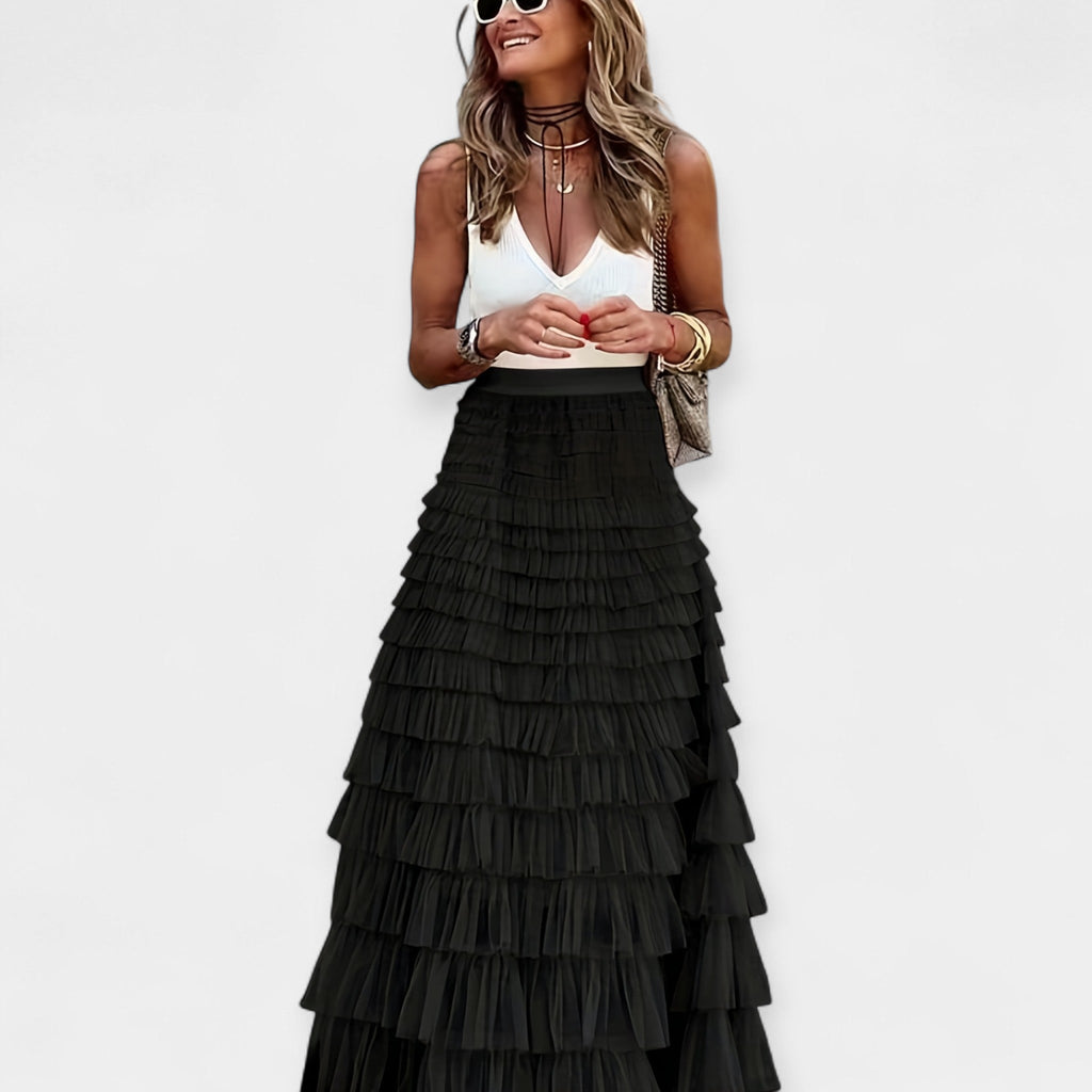 Boho Skirt with Satin Hem