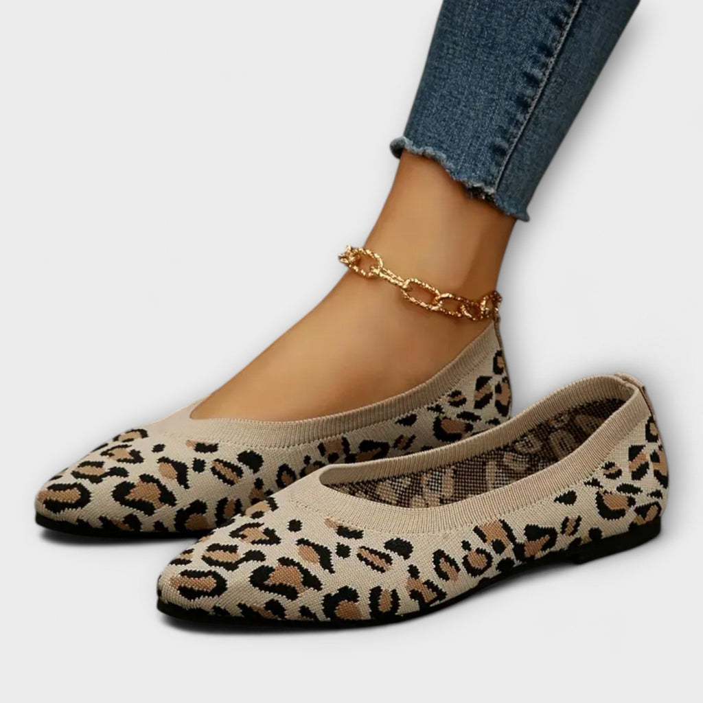 Grace - Lace Ballet Flats with Leopard Print