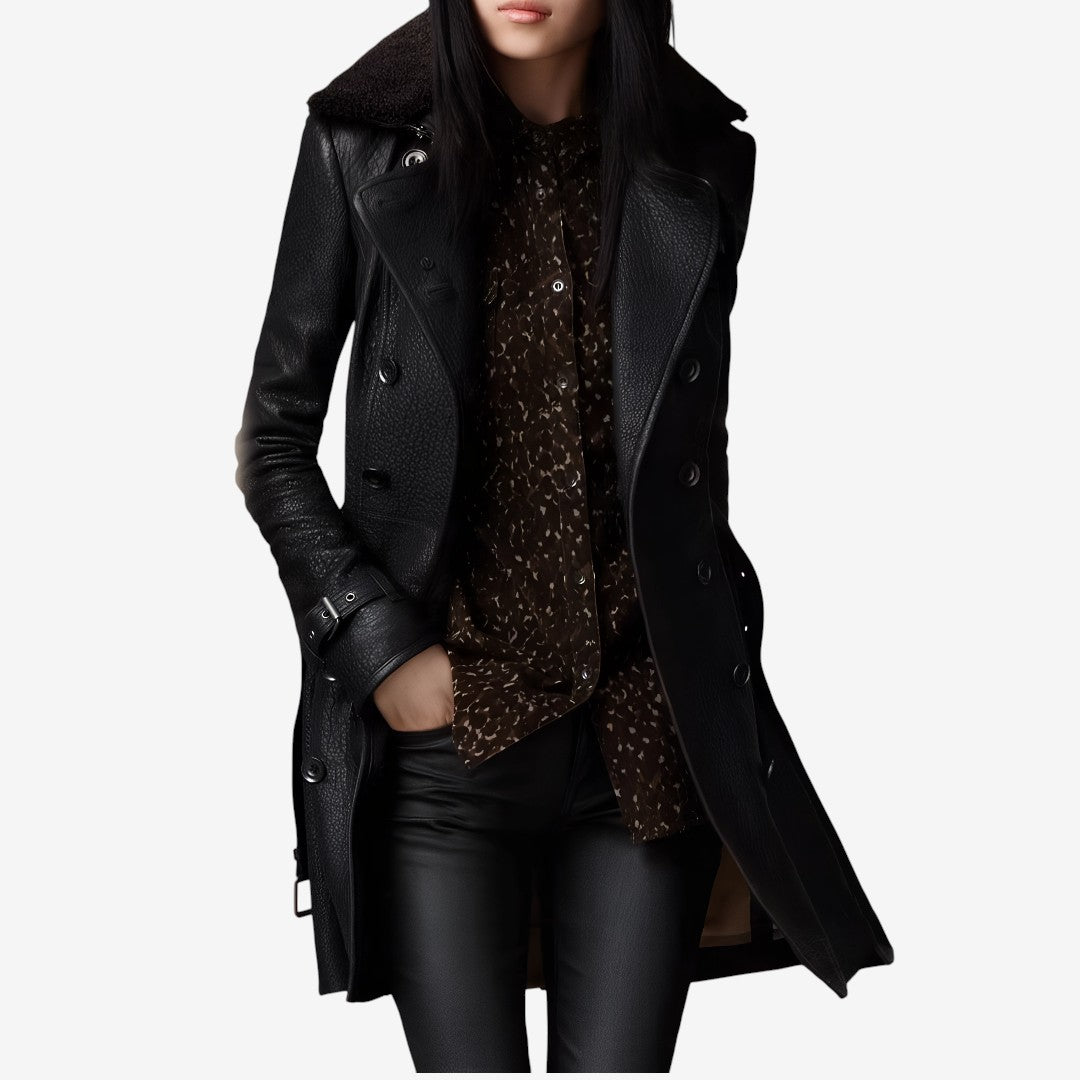 Nicole - Elegant Faux Leather Coat