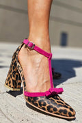 Jodie - Green Leopard Print Sandals with Colourful Detail