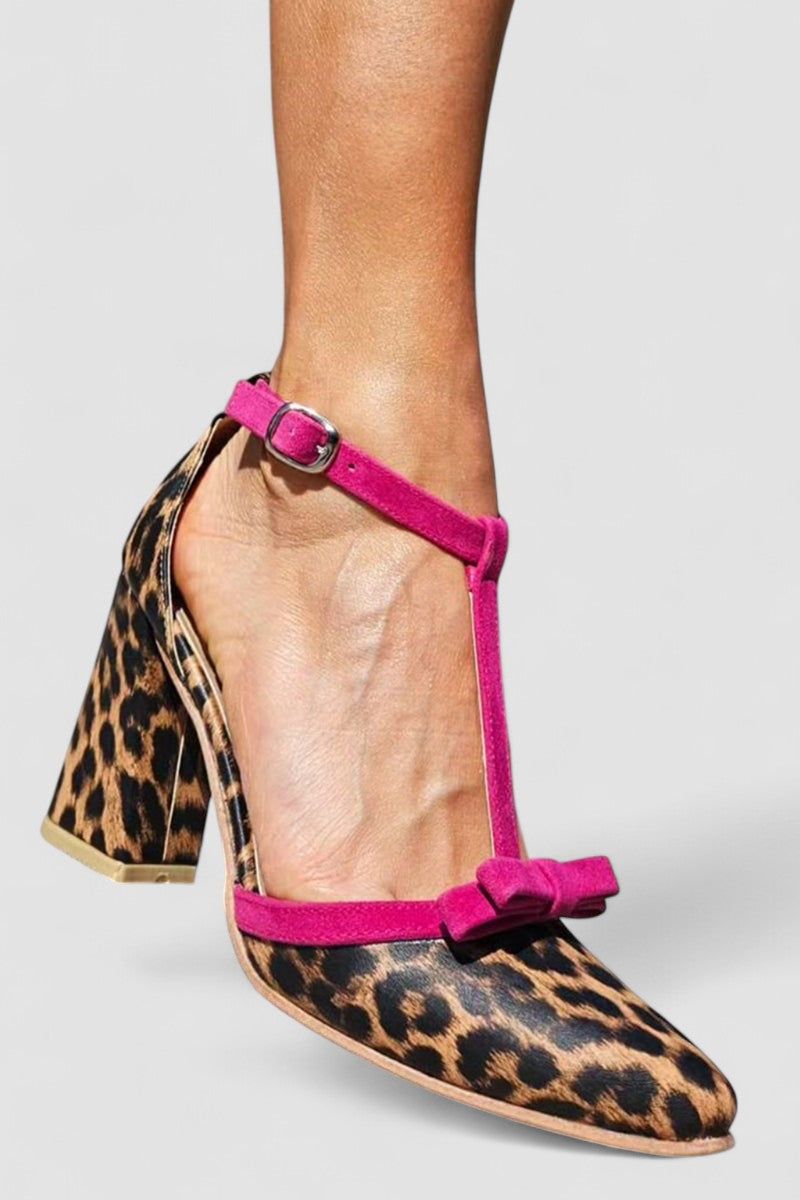 Jodie - Green Leopard Print Sandals with Colourful Detail