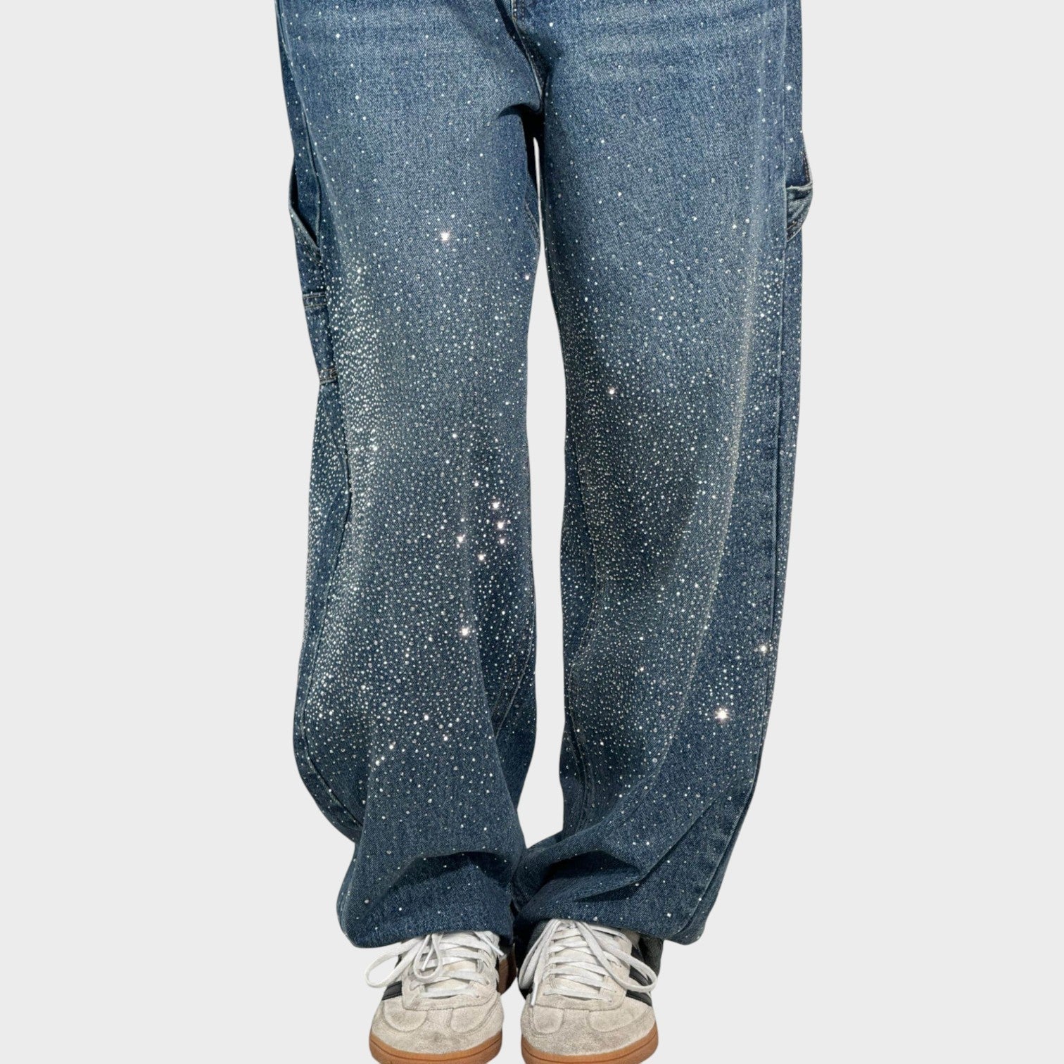 Zoe - Wide Leg Jewel Detail Jeans