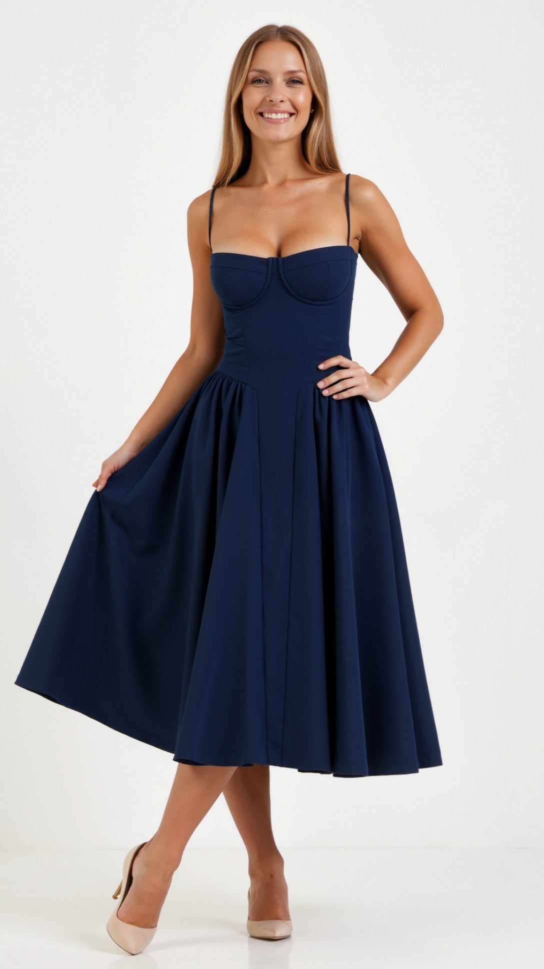 Kelsey - Structured Corset Midi Dress