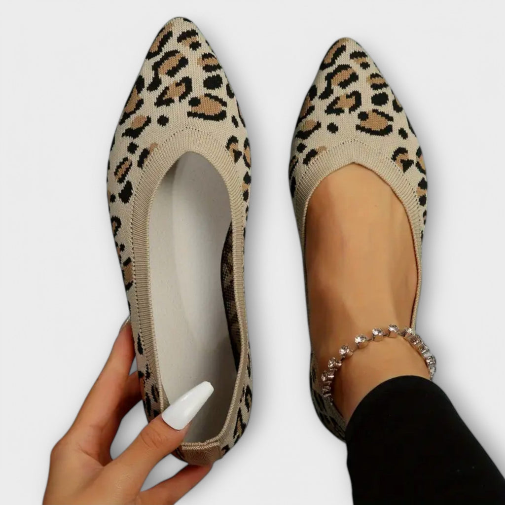 Grace - Lace Ballet Flats with Leopard Print