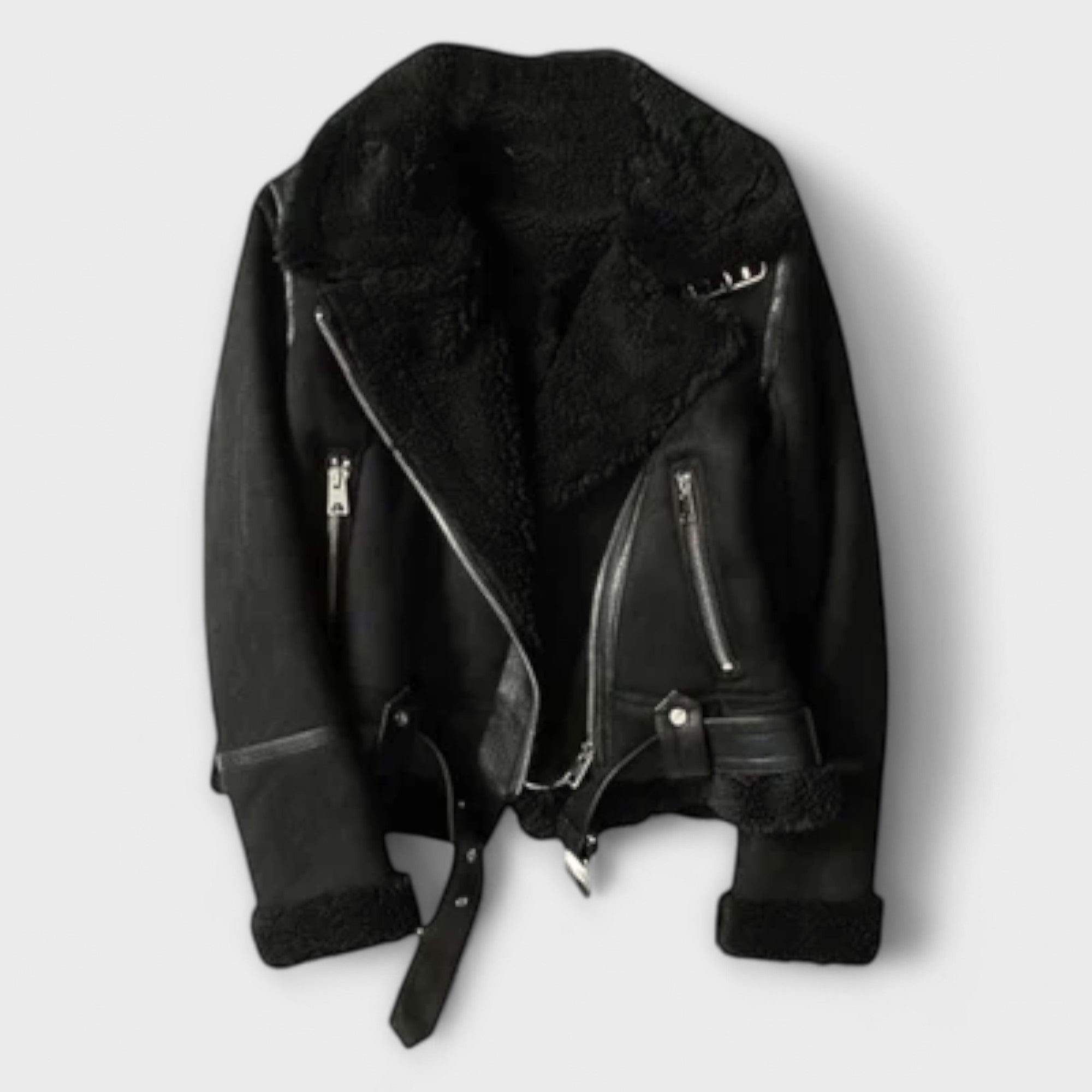 Kendall - Faux Suede Aviator Coat