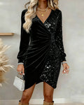 Emilia | Christmas Midi Dress with V-Neck