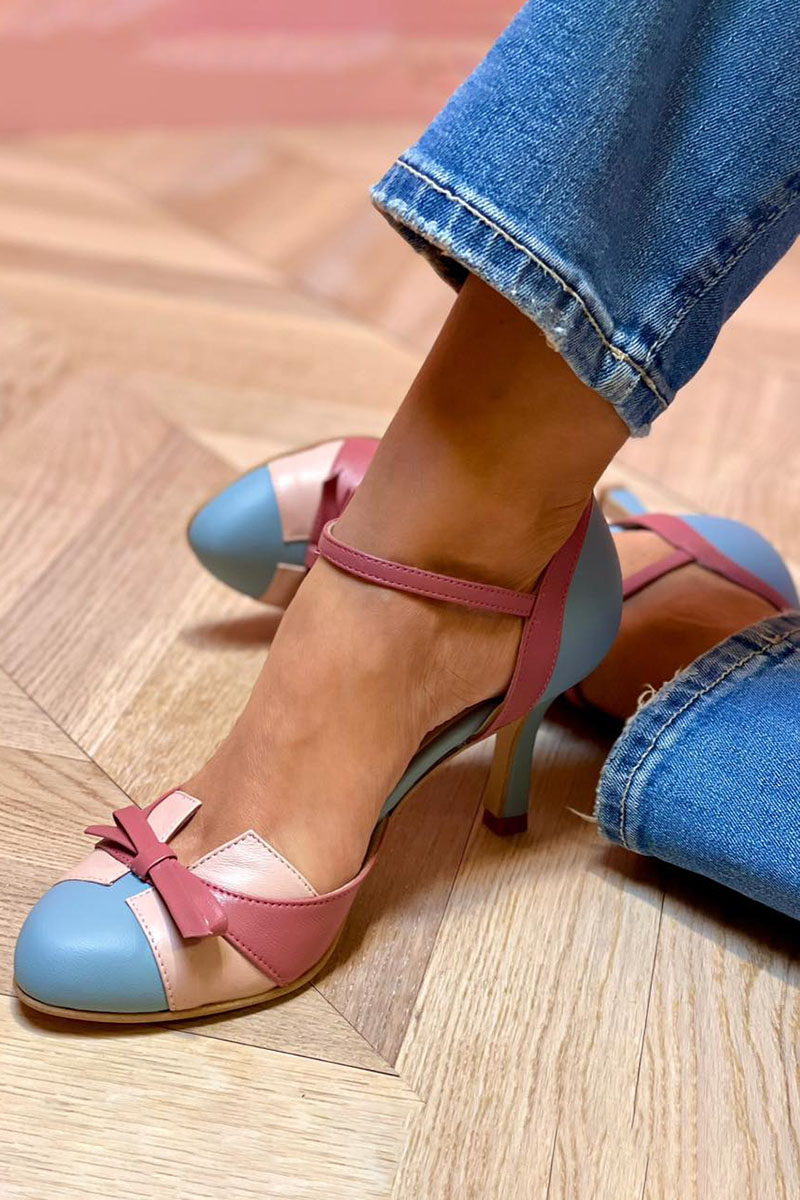 Charlotte - Colourful Knot Strap Sandals with Round Toe