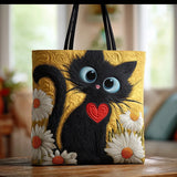 Chamomile - Tote Bag with Cat and Chamomile Flower Design