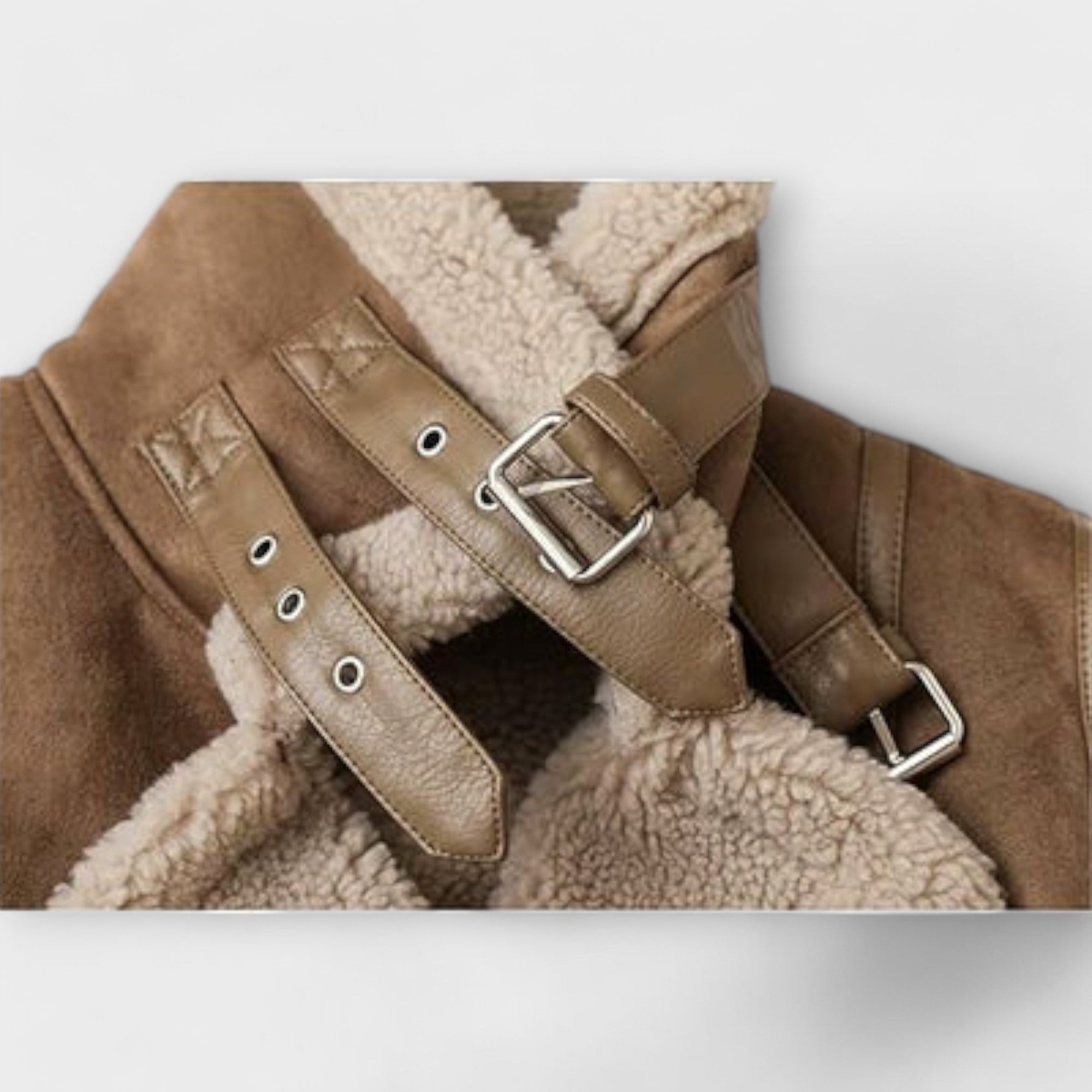 Kendall - Faux Suede Aviator Coat