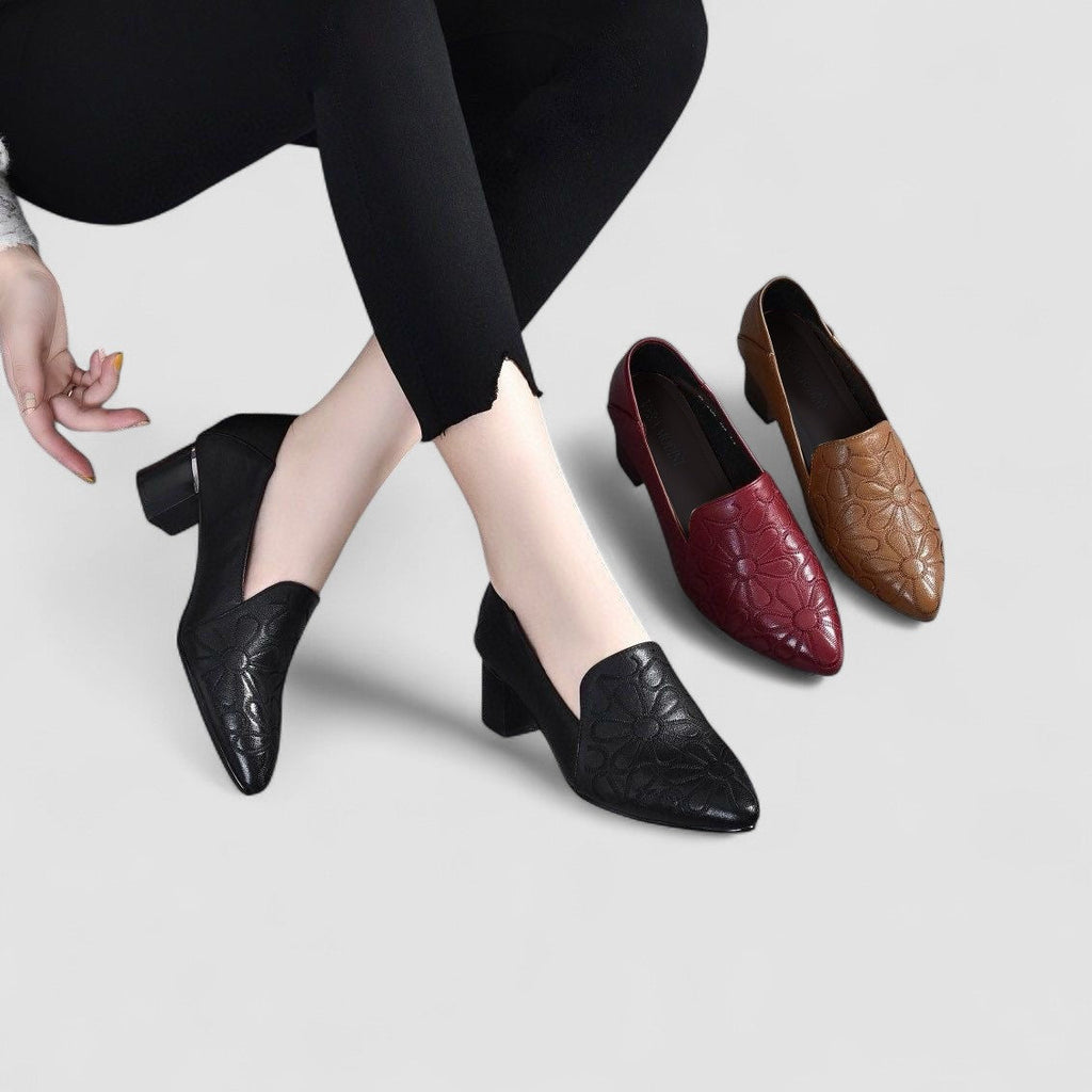 Ivy - Vegan Faux Leather Embroidered Heels