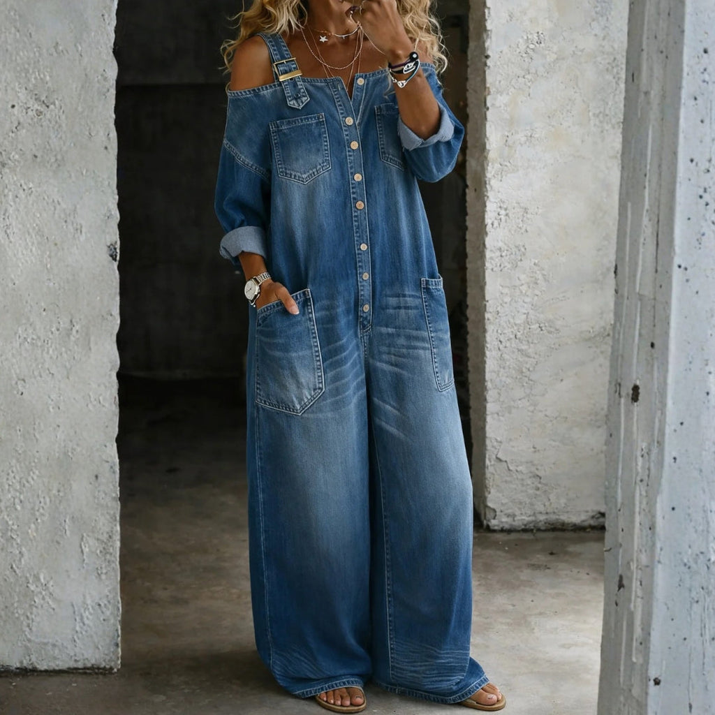 Charlotte - Off-Shoulder Denim Jumpsuit