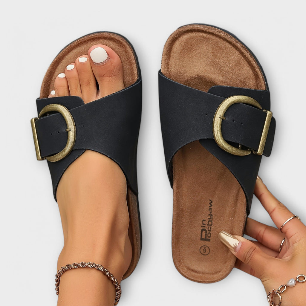 Margarida - Women's Cork Sandals with Buckle Design
