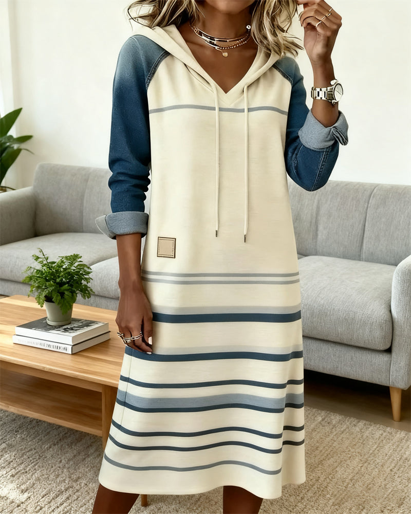 Camila | Striped Hooded Dress with Colour Mix