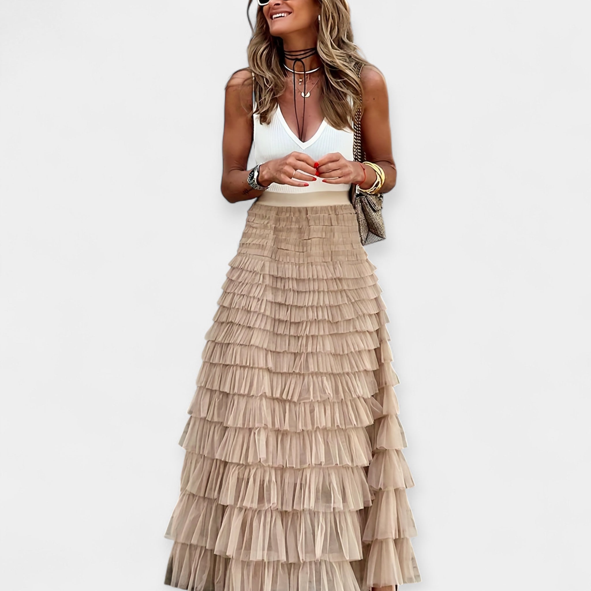 Boho Skirt with Satin Hem