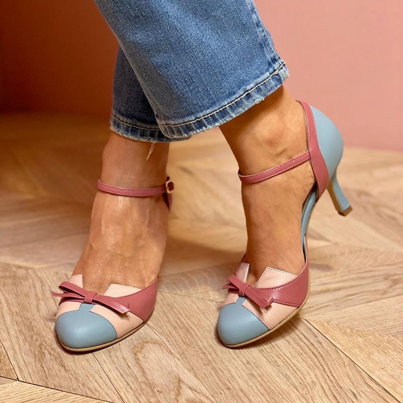 Charlotte - Colourful Knot Strap Sandals with Round Toe