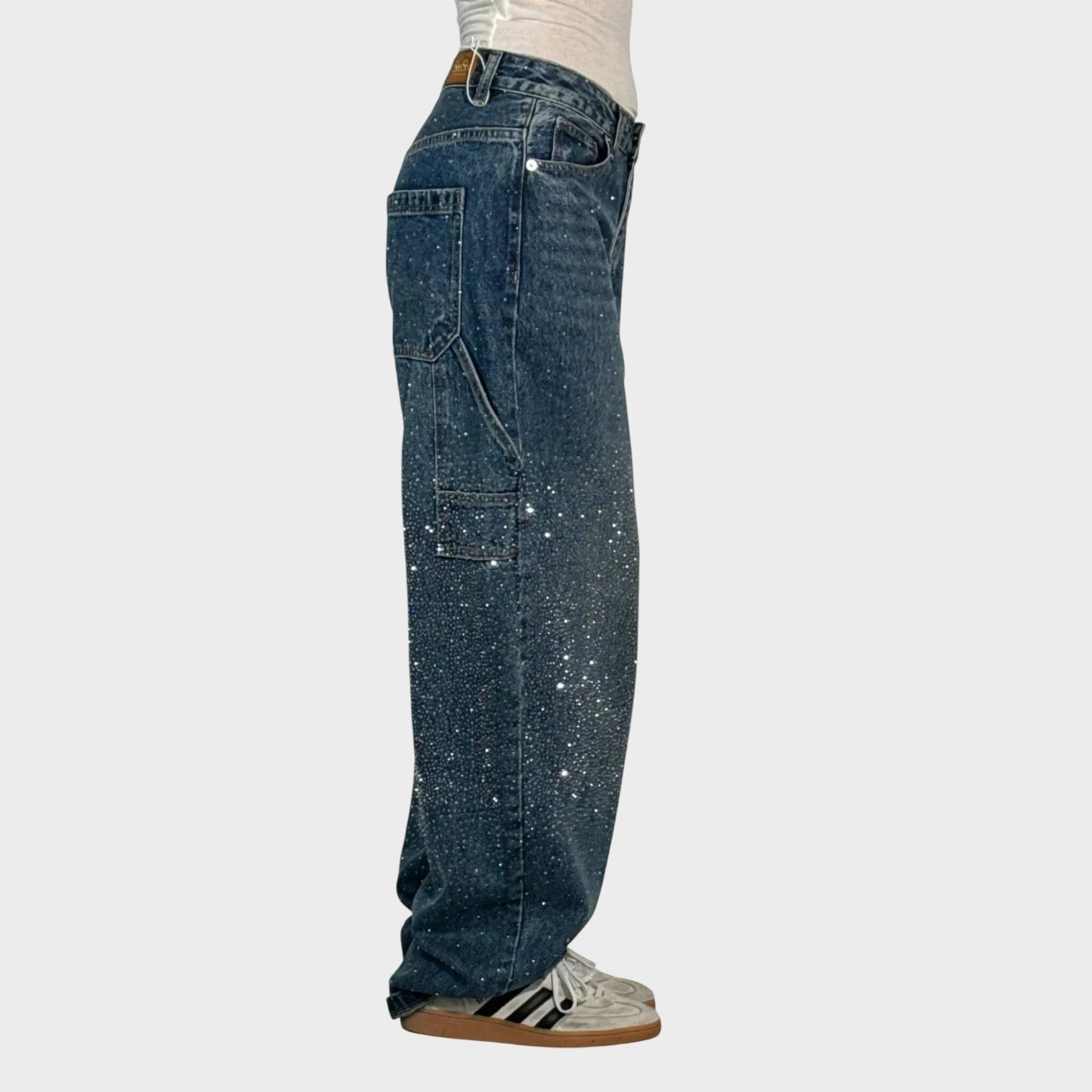 Zoe - Wide Leg Jewel Detail Jeans