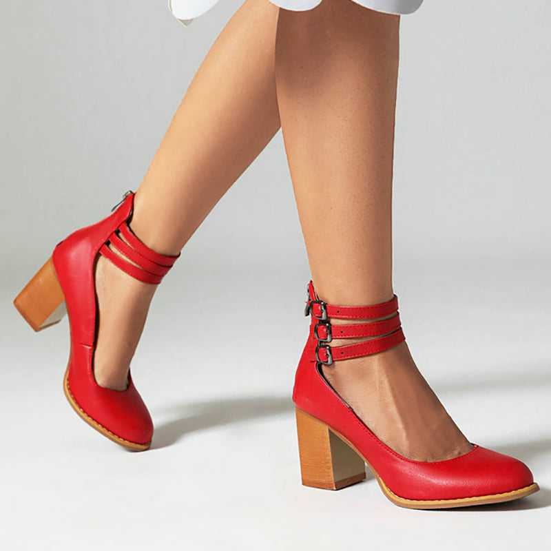 Ashleigh - Smooth Ankle Strap Platform Sandals