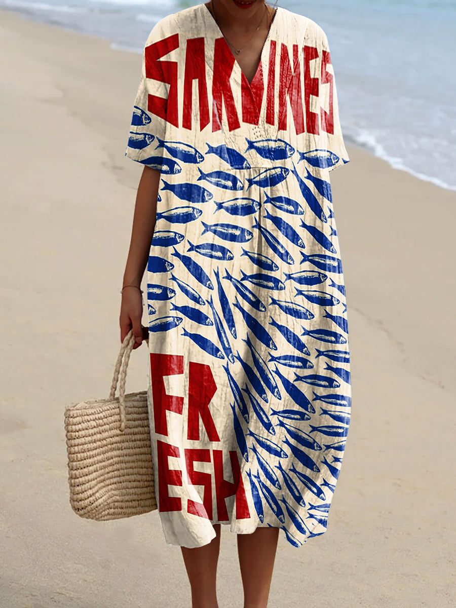 Nora - Sardine Print Dress