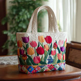 Tulip - Coated bag with tulip garden pattern