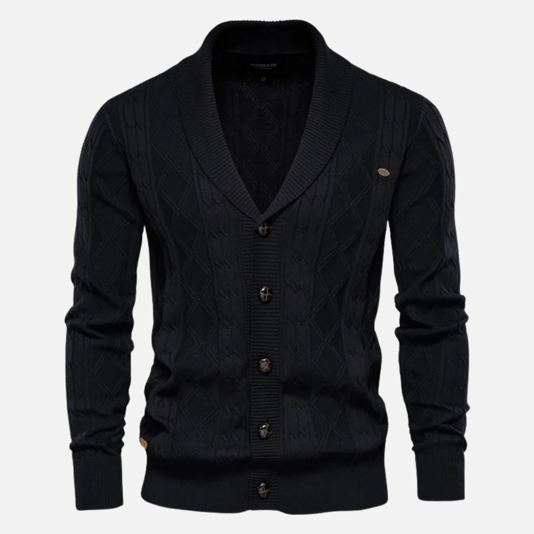 Leo - Soft-Blend Argyle Cardigan