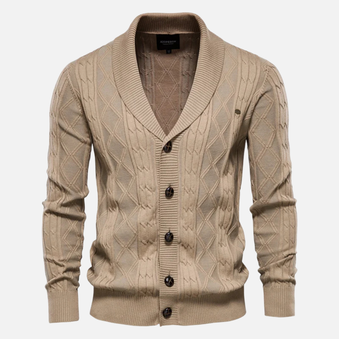 Leo - Soft-Blend Argyle Cardigan