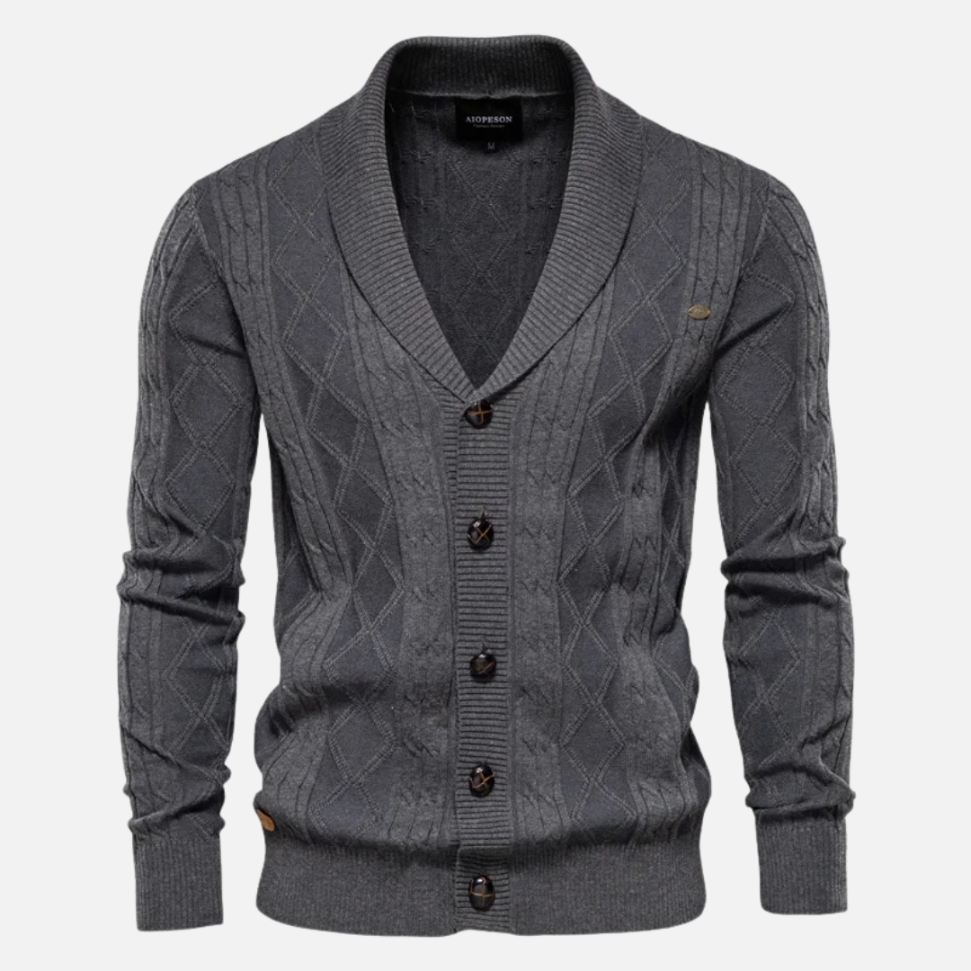 Leo - Soft-Blend Argyle Cardigan