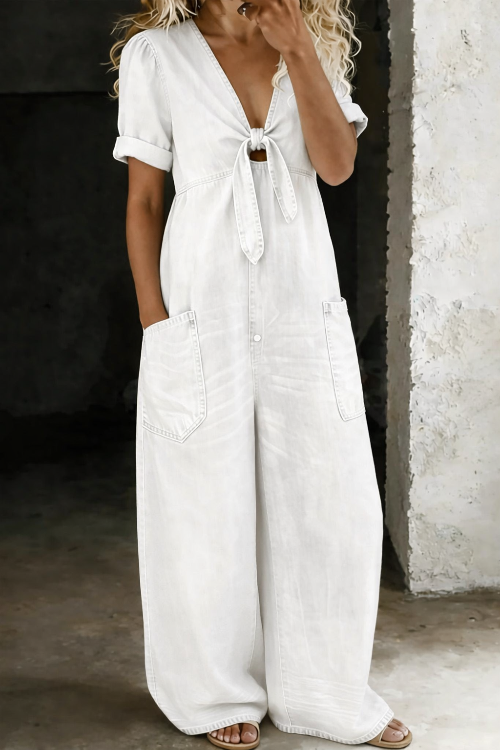 Matilda - Short Sleeve V-Neck Jumpsuit